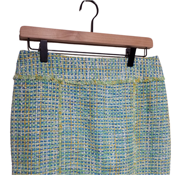 J. McLaughlin Highland Tweed Green Silk Blend Pencil Skirt Size 4 NWT - Picture 2 of 7